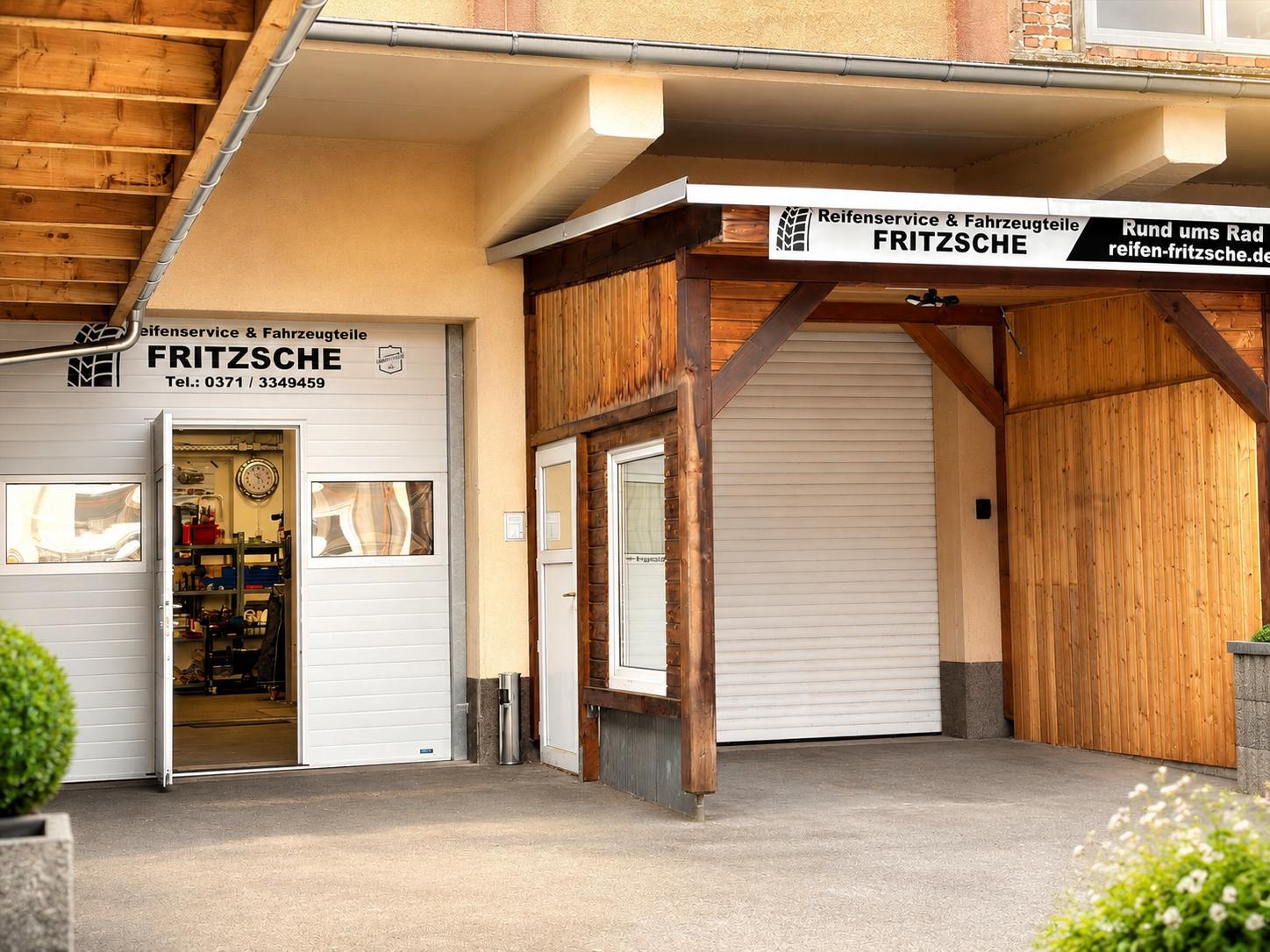 Eingang der Werkstatt Fritzsche am Borssenanger